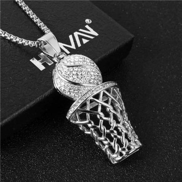 Accessories | New Silver Basketball Rim Fully Iced Out Chain | Poshmark